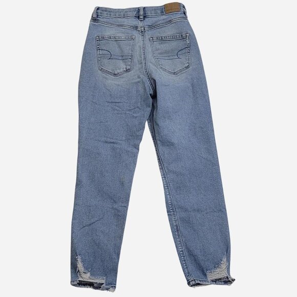 American Eagle Women’s 4 Regular Ripped Blue Jeans Distressed Casual - Picture 4 of 6